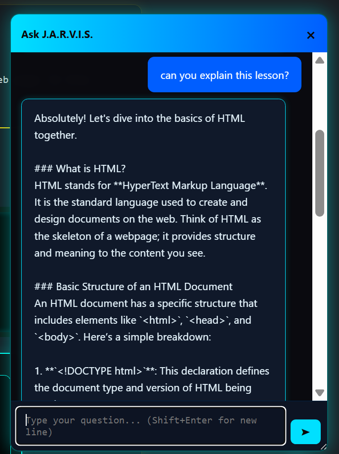 J.A.R.V.I.S. Integrated Chat