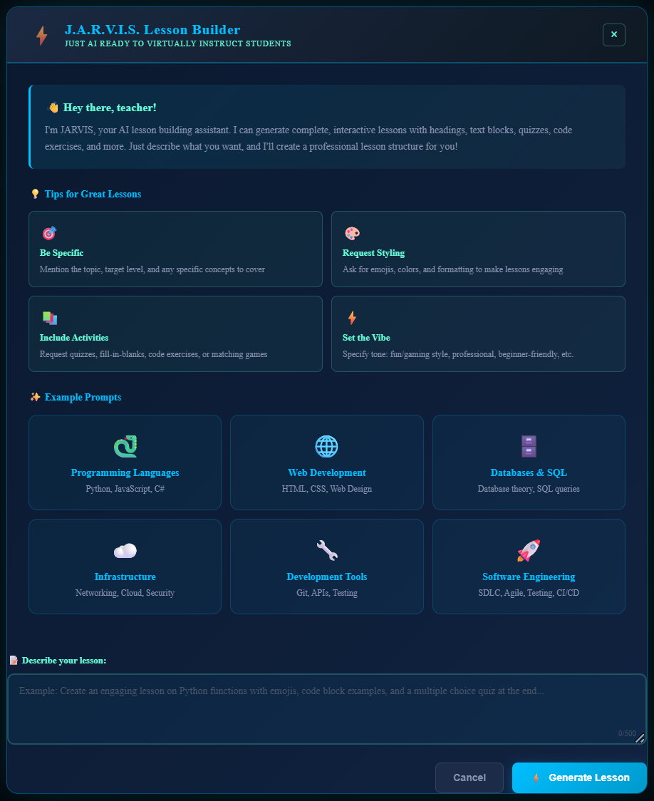JARVIS Lesson Generator
